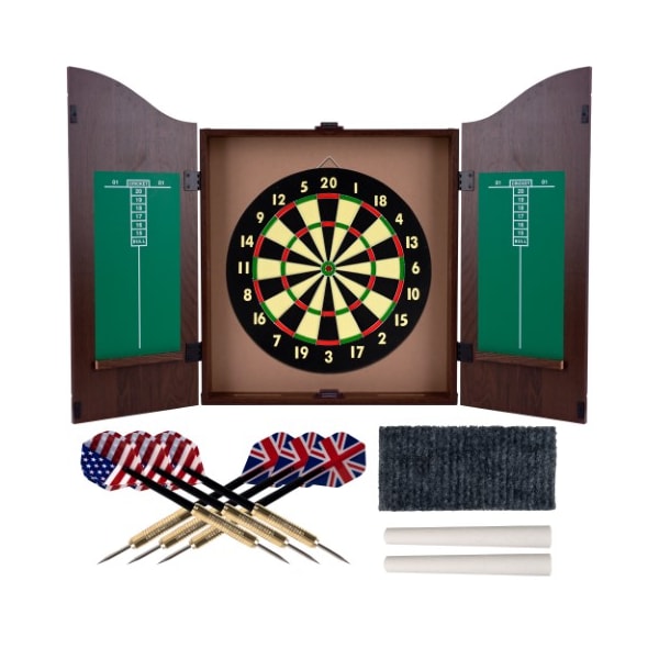 Toy Time Toy Time Dartboard Cabinet Set, Self-Healing Dart Game, Protective Case with 6 Steel Tip Darts 112686UEJ - main